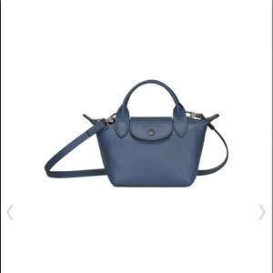 Long champ LE PLIAGE CUIR Top handle bag XS - Blue Leather